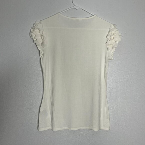 Ted Baker Anissa Aplique Flower Short Sleeve Detail Top Blouse Off White 3 US 8 - Picture 5 of 8
